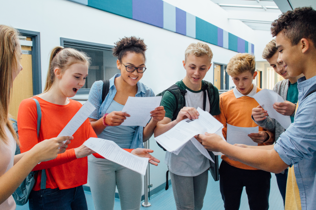 Students chatting together.