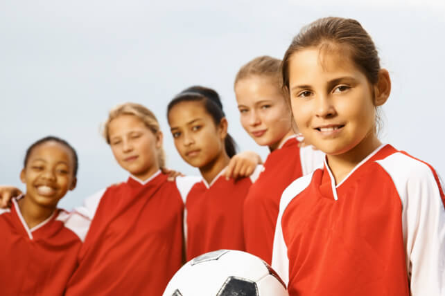Soccer team standing together