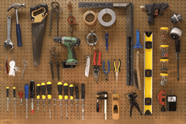 image of tools on a peg board
